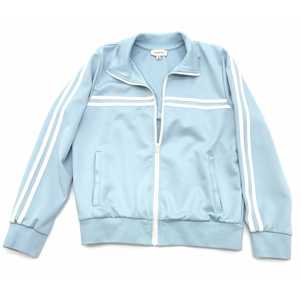 Pacsun Track Jacket Light Blue Full Zip Womens  Athletic Full Zip Sweatshirt Med